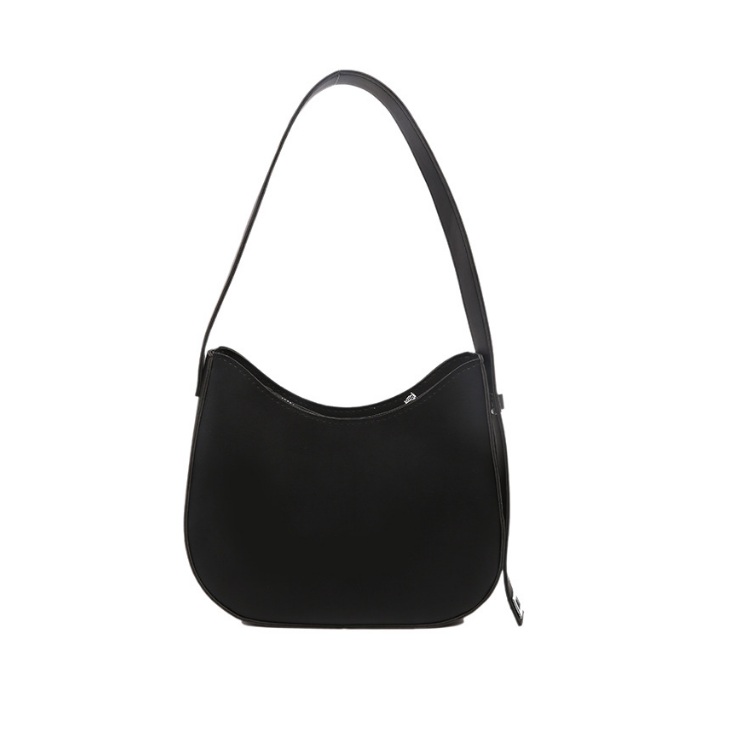 Black Pu Leather Moon Shape Bag